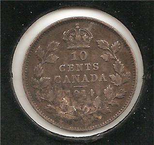 1914 VERY FINE Canadian Ten Cents #2  