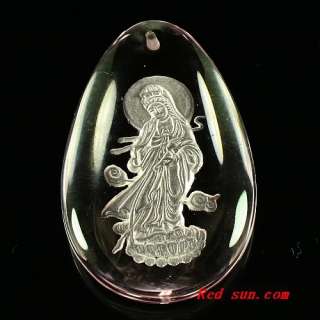 58802 Carved quartz Kwan yin pendant bead  