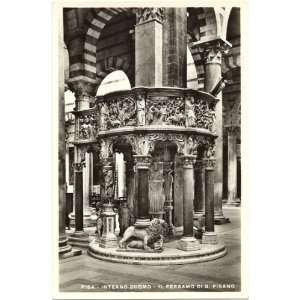  1930s Vintage Postcard Pisano Pulpit in the Duomo   Pisa 