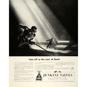 1944 Ad Steel Workers Jenkins Valves WWII War Production Metallurgical 
