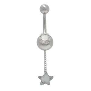  Dangling Star Belly Ring with Clear Cz Jewel: Jewelry