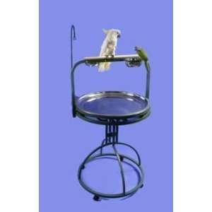   Gray Wrought Iron Play Stand with Stainless Steel Tray