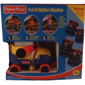  Fisher Price 1 2 3 Roller Skates with Knee Pads & Elbow 