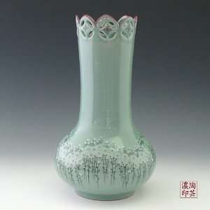  Korean Celadon Glaze Openwork Head and Inlaid 