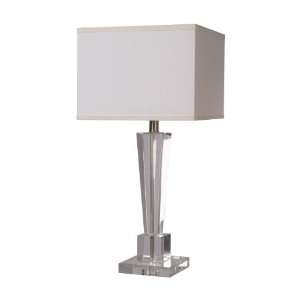   Crystal Table Lamp with Square Cream Linen Shade: Home Improvement