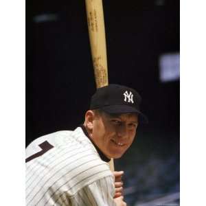  Ny Yankees Centerfielder Mickey Mantle at Bat Stretched 