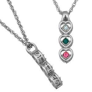  Platinum Plated SISTERS Birthstone Hearts Pendant: Jewelry