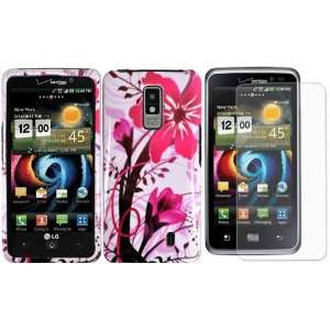  Pink Splash Hard Case Cover+LCD Screen Protector for LG 