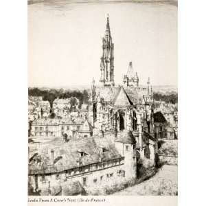   Cathedral Notre Dame France Tower Spire Art   Original Photogravure