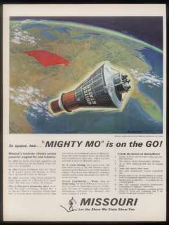 1962 NASA Mercury spacecraft art Missouri print ad  