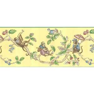  Monkeys Wall Paper Roll   Flower Branches Wall Border 