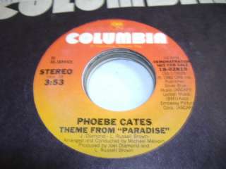 Rock Promo 45 PHOEBE CATES Theme from Paradise on Columbia (Promo 