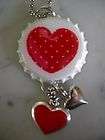 VALENTINES DAY RED HEART BOTTLE CAP NECKLACE CHARMS