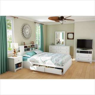 South Shore Breakwater Queen Mates Storage Pure White Finish Bed 