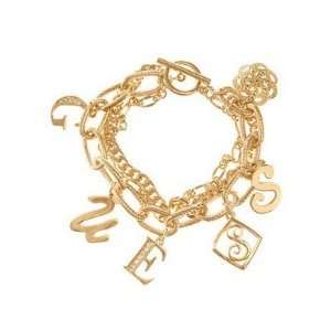   Tone Charm Toggle Chain Link Bracelet Spells Guess 