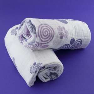  Bambino Land Muslin Organic Blankets, Purple Swirls   2 