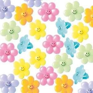  Smiley Face Flower Rings 24ct: Toys & Games