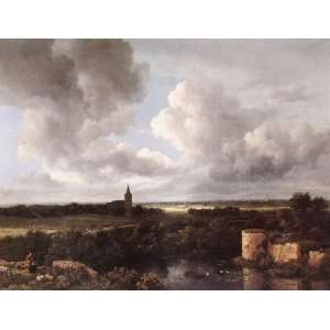   and a Village Ch, by Ruysdael Jacob Isaackszon van