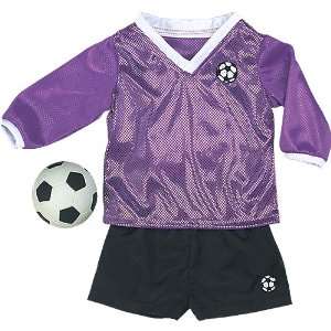  Purple Soccer Flash Outfit. Shirt, Shorts, Ball Fits 18 