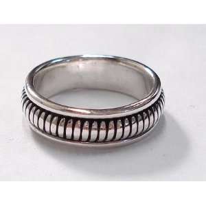  Metal Stripes Silver Ring (Size 8) 