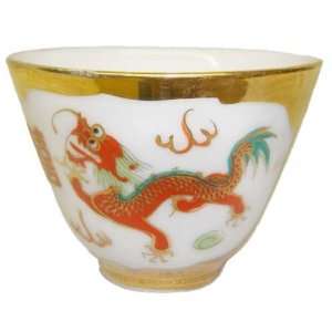 Chinese Gold Double Happiness Dragon and Phoenix Tea Cup   Hand 