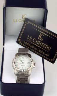 LE CHATEAU Mens WATCH   DATE   ROTATING Bezel   100 Metres W/R ST/SL 