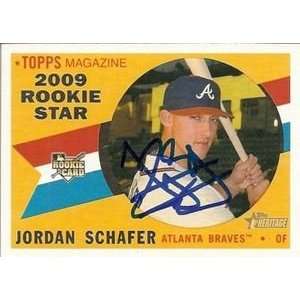  Jordan Schafer Signed Braves 2009 Topps Heritage Card 