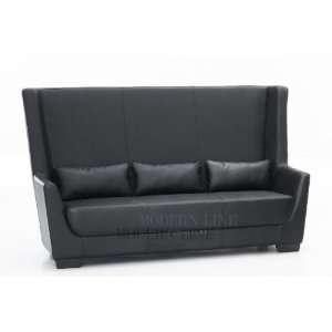  Modern Black Leather Sofa
