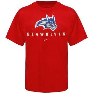   Nike Stony Brook Seawolves Red Basic Logo T shirt: Sports & Outdoors