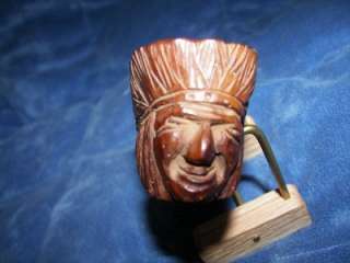 estate hand carved briar smoking pipe indian cheif made in italy 