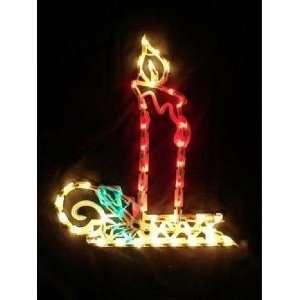  Lighted Candle Christmas Window Silhouette Decoration