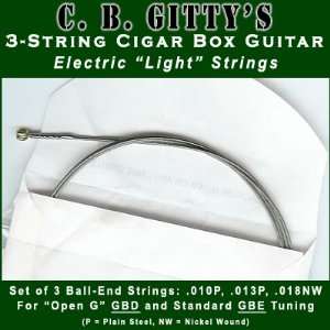  Electric Light 3 String Cigar Box Guitar Strings   Open G 