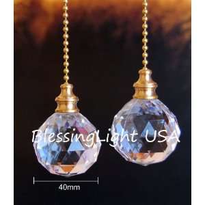   of 2 Crystal Clear Ball Ceiling Fan Part Pull Chains 