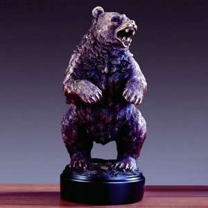  Snarling Bear Bronze Finish Statue with Base, 13.5 inches 