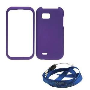 GTMax Purple Rubberized Snap On Case + Blue Neck Strap Lanyard for LG 