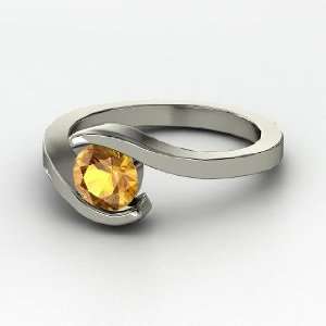  Ocean Ring, Round Citrine Sterling Silver Ring Jewelry