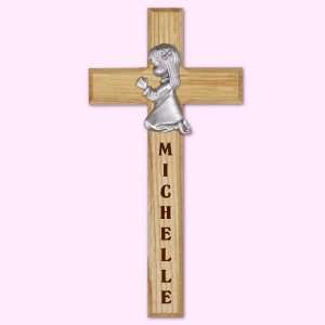   Praying Girl Personalized Wood Wall Cross