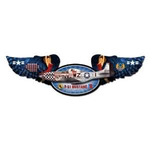  Mustang Aviation Winged Oval Metal Sign   Victory Vintage 