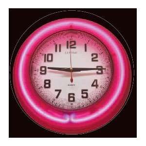   HWCNLPF Pink Neon Wall Clock with On/Off Flash switch