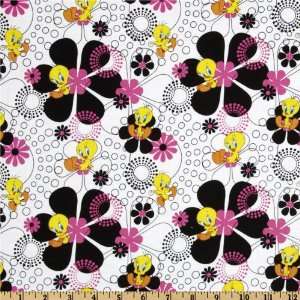   Tunes Tweedy Bird Daisies White/Multi Fabric By The Yard Arts, Crafts