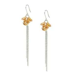  Clustered Yellow CZ 18K White Gold Plated Tassels Fringe 