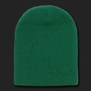   green plain short beanie skull cap ski skate hat 