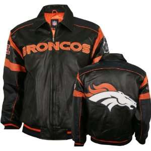  Denver Broncos 2008 Pig Napa Elite Leather Varsity Jacket 