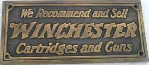 Solid Brass Winchester Guns Hunting Store Plaque Sign  