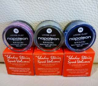 Napoleon Perdis Loose Dust Eye Shadow, Brand NEW in Box 3 beautiful 