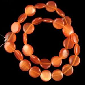  12mm orange fiber optic cats eye coin beads 14