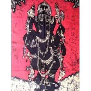  God Ganesh / Dancing Ganesha / Cotton Fabric Tapestry Batik Painting 