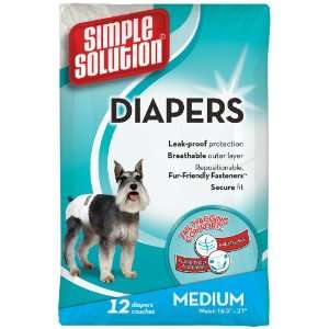  Simple Solution Disposable Diapers, Medium, 12 Count: Pet 