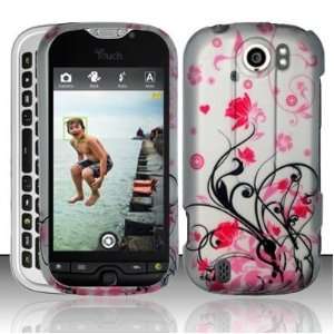 Pink Vine Flower On Silver Design Protector Hard Cover Case for HTC 