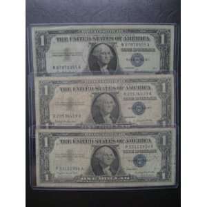  Lot of 3 One Dollar Silver Certificates Series 1957 Three 